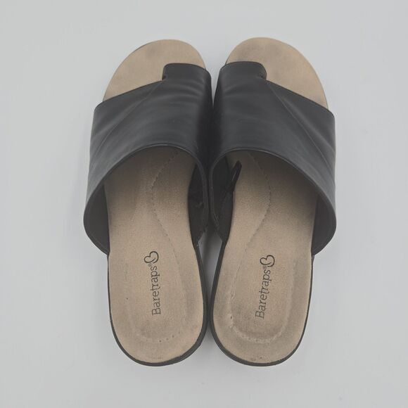 Baretraps Ravin Thong Sandals Womens Size 7.5 M Black Slide Faux Leather Robbie - Picture 5 of 10